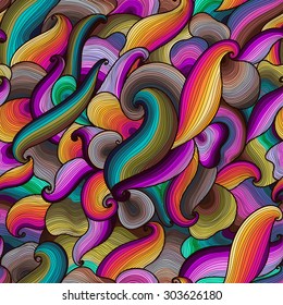 Vector abstract hand-drawn brightly colored waves seamless pattern. Seamless pattern can be used for wallpaper, pattern fills, web page background, surface textures.