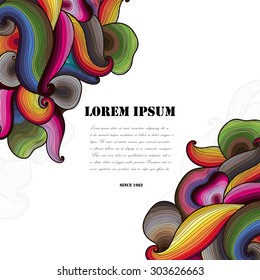 Vector abstract hand-drawn colorful waves background with place for your text