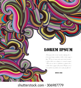 Vector abstract hand-drawn colorful waves background with place for your text