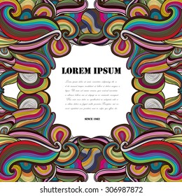 Vector abstract hand-drawn colorful waves background with place for your text