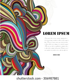 Vector abstract hand-drawn colorful waves background with place for your text
