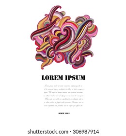 Vector abstract hand-drawn colorful waves background with place for your text