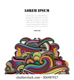 Vector abstract hand-drawn colorful waves background with place for your text