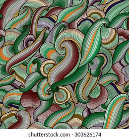 Vector abstract hand-drawn earthtone waves seamless pattern. Seamless pattern can be used for wallpaper, pattern fills, web page background, surface textures.