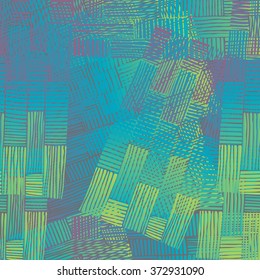 
Vector abstract hand-drawn grid  simless pattern, wavy background. Colorful grid backdrop