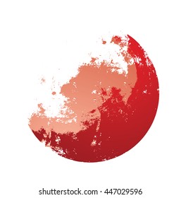 Vector abstract hand-drawn grunge brush strokes in the form of destroyed red sphere on a white background. Brush smear stain texture. Vector abstract illustration.