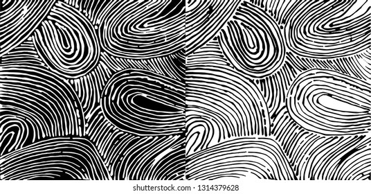 Vector abstract hand-drawn pattern with wave. Artistic background, black and white illustration