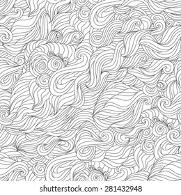 Vector abstract hand-drawn pattern with waves. Vector abstract wavy background.