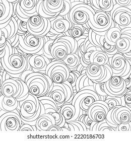 Vector abstract hand-drawn seamless pattern with waves and clouds.  Vintage style. Wallpaper, wrapping paper or fabric design for children. Astronomy, astrology, magic. Coloring book.