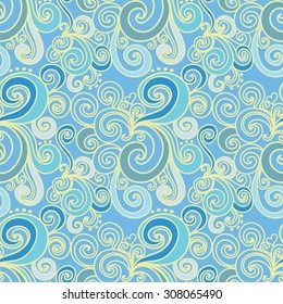 Vector abstract hand-drawn seamless pattern with waves