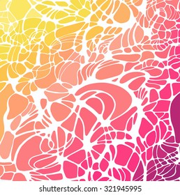 Vector abstract hand-drawn waves background, floral bionic net texture. 