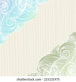 Vector abstract hand-drawn waves curly background 