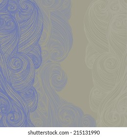 Vector abstract hand-drawn waves curly background 