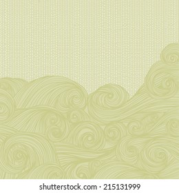 Vector abstract hand-drawn waves curly background 