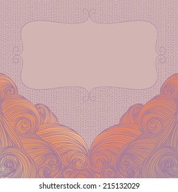 Vector abstract hand-drawn waves curly background 