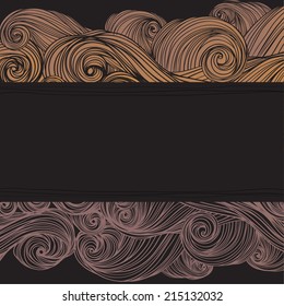 Vector abstract hand-drawn waves curly background 