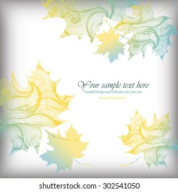 Vector abstract hand-drawn waves leaves background with place for your text
