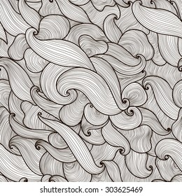 Vector abstract hand-drawn waves seamless pattern. Black and white. Seamless pattern can be used for wallpaper, pattern fills, web page background, surface textures.