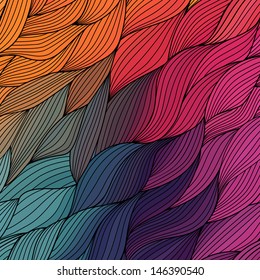 Vector abstract hand-drawn waves texture, wavy background. Colorful waves backdrop.