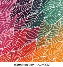 Vector abstract hand-drawn waves texture, wavy background. Colorful waves backdrop.