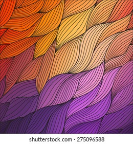 Vector abstract hand-drawn waves texture, wavy background. Colorful waves backdrop. 