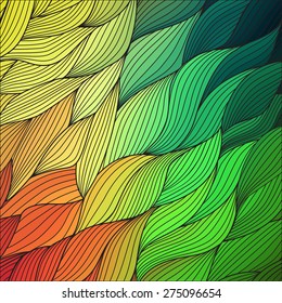 Vector abstract hand-drawn waves texture, wavy background. Colorful waves backdrop.