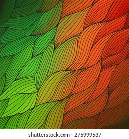 Vector abstract hand-drawn waves texture, wavy background. Colorful waves backdrop.