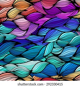 Vector abstract hand-drawn waves texture, wavy background. Colorful waves backdrop. Can be used for wallpaper, pattern fills, web page background, surface textures.