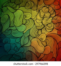 Vector abstract hand-drawn waves texture, wavy background. Colorful waves backdrop