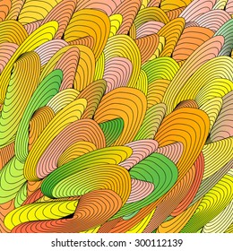 Vector abstract hand-drawn waves texture, wavy background. Colorful waves backdrop.
