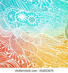 Vector abstract hand-drawn waves texture, wavy background. Colorful waves backdrop