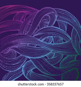 Vector abstract hand-drawn waves texture, wavy background. Colorful waves backdrop