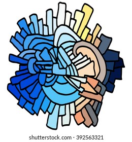 Vector abstract hand-drawn waves texture, scribble line background. Colorful scribble waves backdrop.