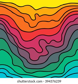 Vector abstract hand-drawn waves texture, scribble line background. Colorful scribble waves backdrop.