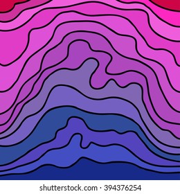 Vector abstract hand-drawn waves texture, scribble line background. Colorful scribble waves backdrop.