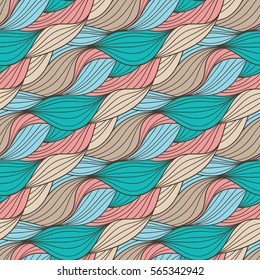 Vector abstract hand-drawn waves texture, wavy background.