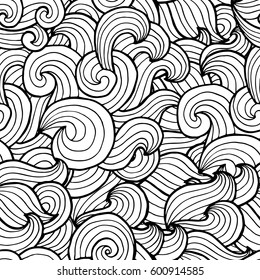 Vector abstract hand-drawn waves texture, wavy background. Colorful waves backdrop.