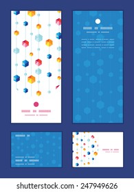 Vector abstract hanging jewels striped vertical frame pattern invitation greeting, RSVP and thank you cards set