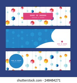 Vector abstract hanging jewels striped horizontal banners set pattern background