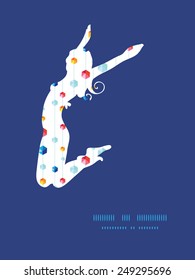 Vector abstract hanging jewels striped jumping girl silhouette pattern frame