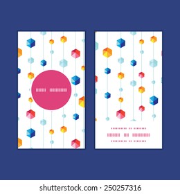 Vector abstract hanging jewels striped vertical round frame pattern business cards set