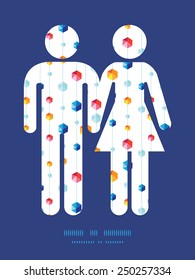 Vector abstract hanging jewels striped couple in love silhouettes frame pattern invitation greeting card template