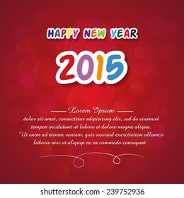 vector abstract happy new year 2015 colorful Cartoon font greeting card quote