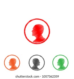 Vector abstract hatched Man in circle. Flat design.