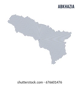 Vector abstract hatched map of Abkhazia with spiral lines isolated on a white background. Travel vector illustration.