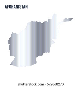 Vector abstract hatched map of Afghanistan with vertical lines isolated on a white background. Travel vector illustration.