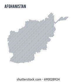 Vector abstract hatched map of Afghanistan with oblique lines isolated on a white background. Travel vector illustration.