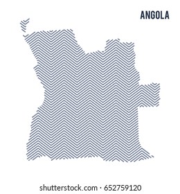 Vector abstract hatched map of Angola isolated on a white background. Travel vector illustration.