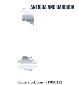 Vector abstract hatched map of Antigua and Barbuda with horizontal lines isolated on a white background. Travel vector illustration.