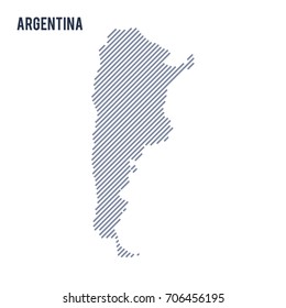 Vector abstract hatched map of Argentina with oblique lines isolated on a white background. Travel vector illustration.